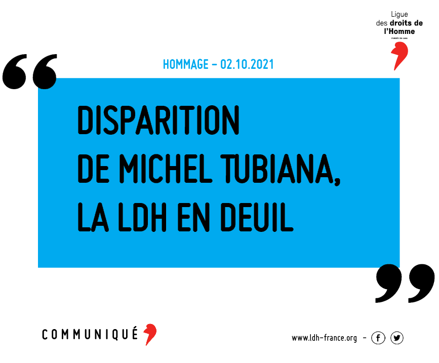 LDH_Fr's tweet photo. Communiqué | La #LDH, réunie ce jour en Comité central, a la très grande douleur d’annoncer la disparition de Michel Tubiana. Avocat, militant infatigable de la défense des droits de l’Homme en France et dans le monde, il était un des maillons essentiels de la #LDH. https://t.co/sR5BV3WRhq