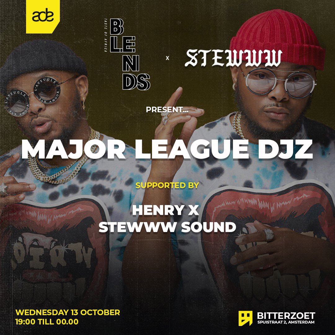 #Amsterdam 
Blends x Stewww ADE special!
For the ones that have paid attention i have been embracing the Amapiano sound through my weekly radio episodes on SoundCloud. Time to bring the heavyweights out <a href="/MAJORLEAGUEDJZ/">MAJOR LEAGUE DJZ</a> 13.10.21 <a href="/BitterzoetAdam/">Bitterzoet</a>  Tix: tibbaa.com/order/e8jn1cdg…