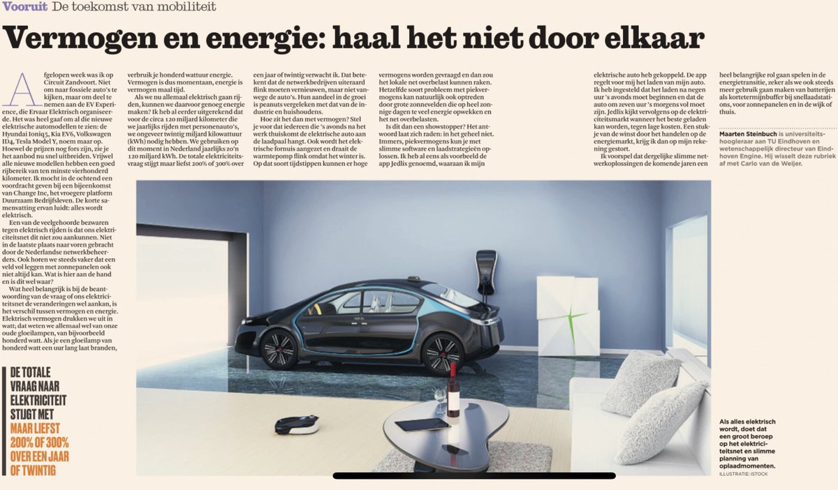 Goed stuk van <a href="/M_Steinbuch/">Maarten Steinbuch</a>: als we elektrische auto’s op een slimme manier gaan laden, is er nog veel ruimte op het elektriciteitsnet. (1)