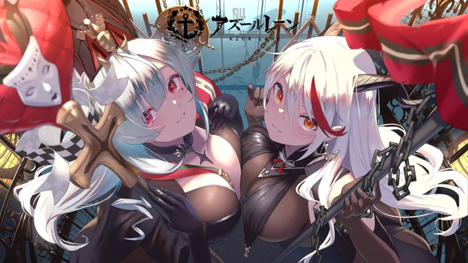 ゲーム、アズールレーンのロード画面用イラストを1枚描いていました🙏 #アズールレーン 