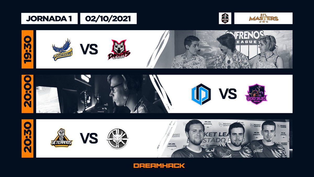 🌋JORNADA 1 #SFLMasters7🌋

<a href="/NightskillsE/">NightSkills</a>🆚<a href="/DarkcatsE/">DarkCats.</a> 
<a href="/DescensoSquad/">Descenso Squad</a>🆚<a href="/WickedSailors/">Wicked Sailors</a> 
<a href="/VeteranosClub/">Veteranos eSports</a>🆚<a href="/DSKeSportsClub/">DSK Esports</a> 

🎙️<a href="/FaittiRage/">Faitti</a> &amp; <a href="/SoyOrijan/">Oriol "ORIJAN" Carreras</a> 
📺twitch.tv/dreamhackspain

#SomosSFL⚽️🚗| @DreamHackSpain