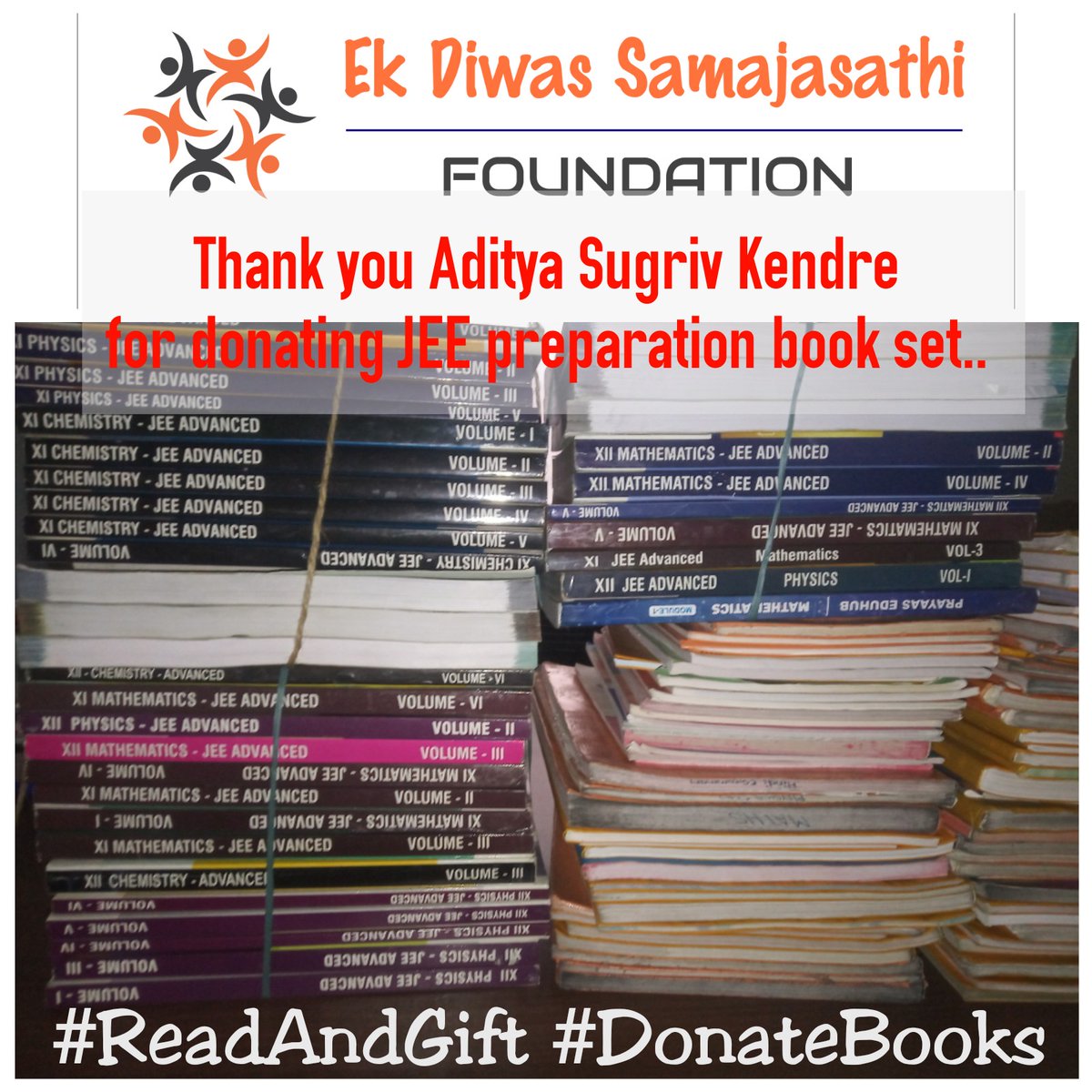 EDS_Foundation's tweet photo. Thanks to IITian Aditya Sugriv Kendre for donating JEE preparation book series!
#IIT #EDSFoundation #ReadAndGift #DonateBooks 📚 https://t.co/6tAi2VOEH8