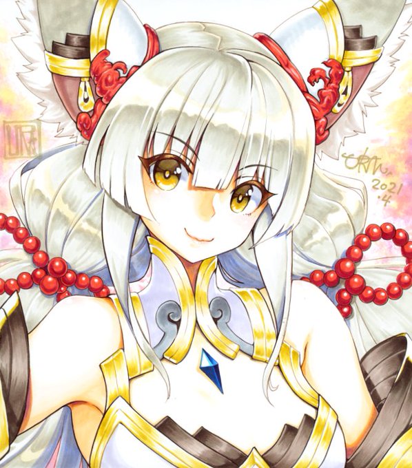 今日の色紙372日目
ゼノブレイド2のニア(ブレイド形態)です。

#描いた色紙なるべく毎日アップする
#コピック #アナログ絵 #ゼノブレイド2 #ニア 