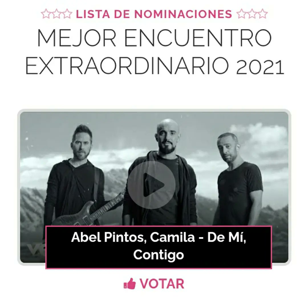 CamilaLituania's tweet photo. "DE MÍ, CONTIGO" es nominada en los PREMIOS QUIERO 2021 @CamilaMX @AbelPintos VAMOS A VOTAR! 🇲🇽🇦🇷 #camilamx #abelpintos #demicontigo #mx #mexico #argentina #vivamexico #camileros #premiosquiero2021 https://t.co/HEQ2JVSpGZ