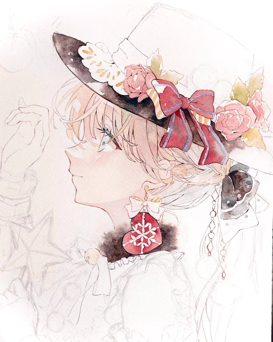 塗っています🎄wip
#illustration #watercolour 