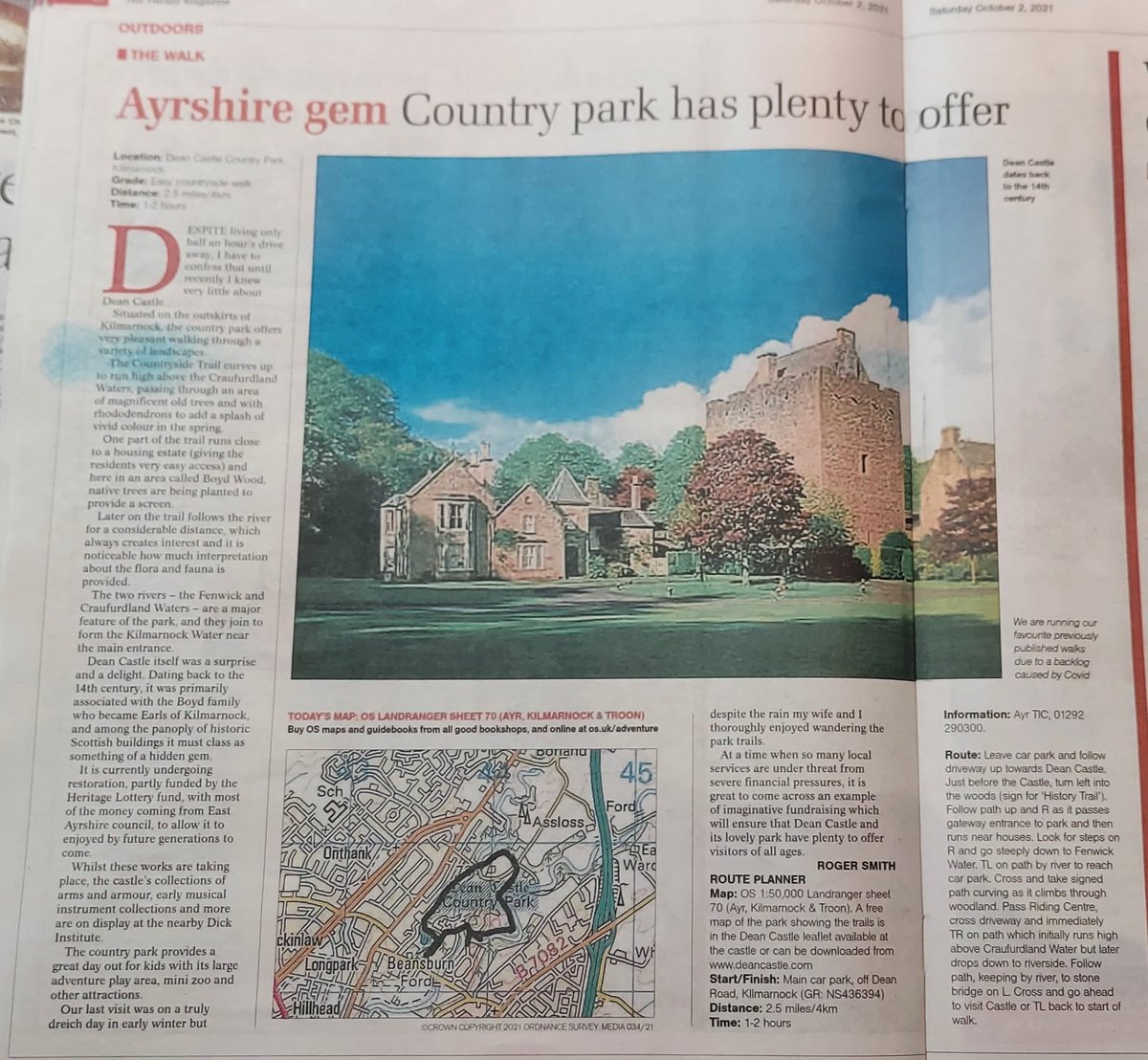 Dean Castle Country Park recognised as an Ayrshire Gem in todays @heraldmagazine