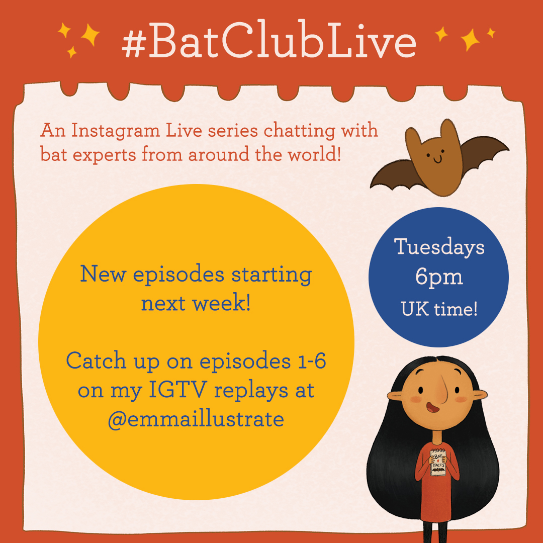 EmmaIllustrate's tweet photo. 🦇❤ First up, #BatClubLive is back next Tuesday! Schedule released tomorrow 😄 Catch up on the first 6 episodes over on my instagram IGTV @emmaillustrate! https://t.co/YqIN6IqfOt
