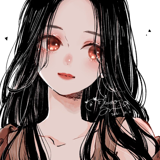*前髪なし黒髪ロング 