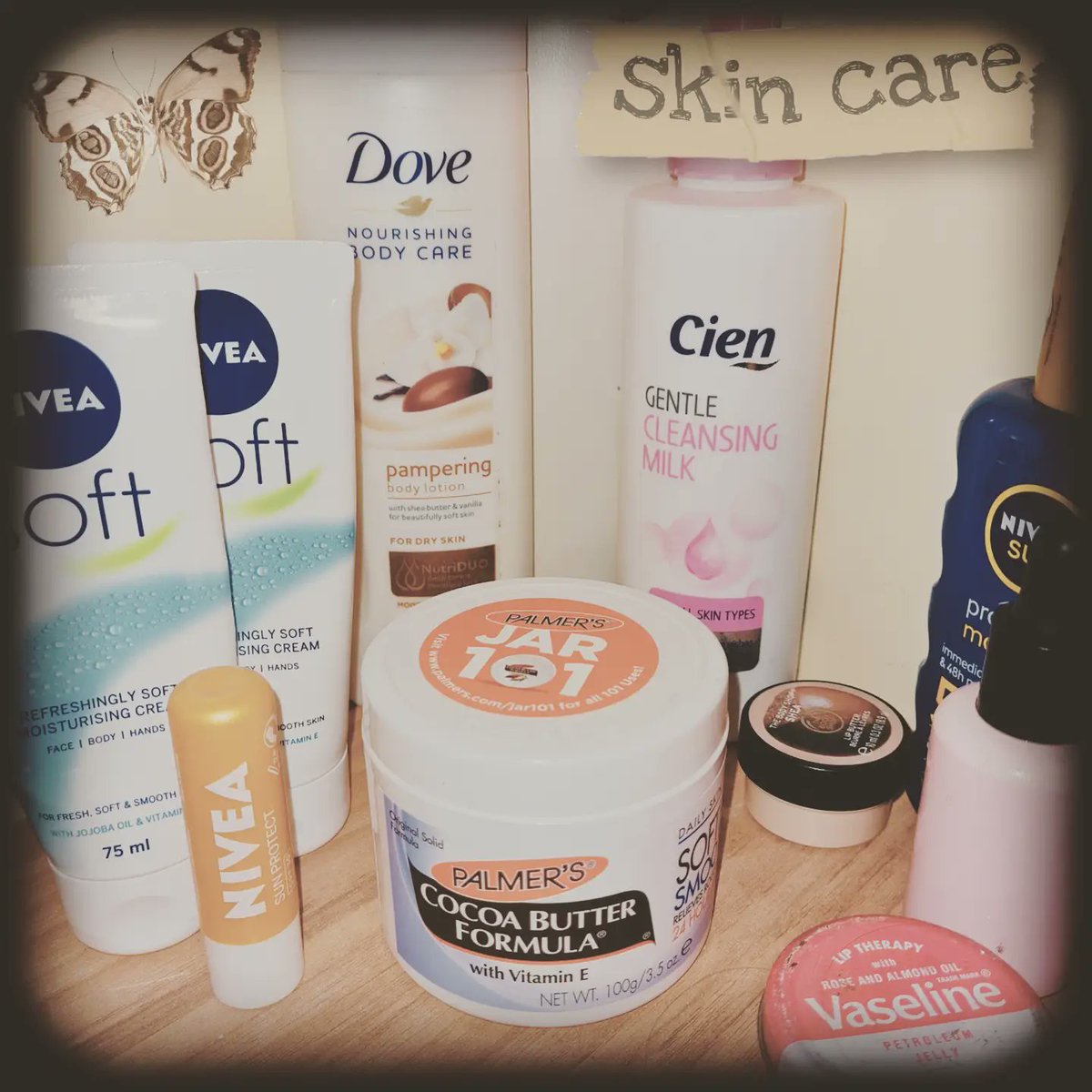 Chronically_Be's tweet photo. Let's talk skin care.
I wanted to go through some of my skin care products and why I chose these in particular.
1 of 9
#ChronicallyBe #Fibromyalgia #Fibro #FibroAndMe #Warrior #Spoonie #SkinCare #Skin #SelfCare #SelfLoveΒ #ChronicPain #PalmersCocoaButter #Nivea #Cien https://t.co/daJHaEOPVS