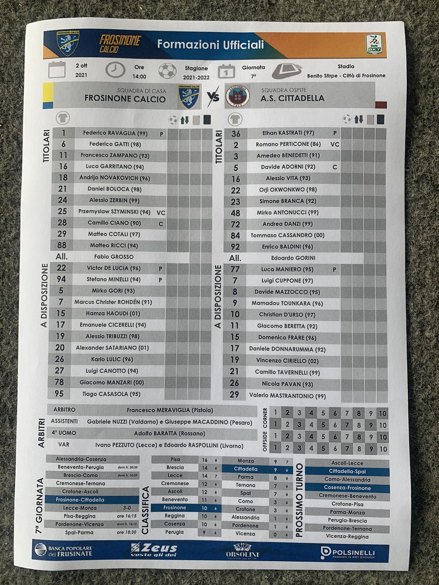 GiBifulco's tweet photo. @Frosinone1928
@ascittadella73 
@Lega_B 
Scouting https://t.co/KlvAYmKkO0