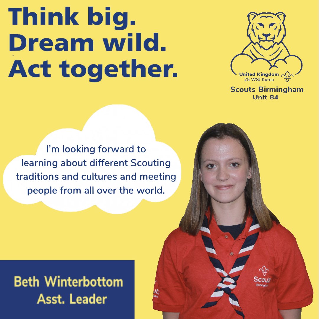 ukbirmingjam's tweet image. Let’s get to know our leadership team more…Beth is a Scout Leader from Sutton East District and is excited to meet Scouts from all over the world! #uk24wsj #wsj2023 #dreamwild #drawyourdream @SuttonScouting