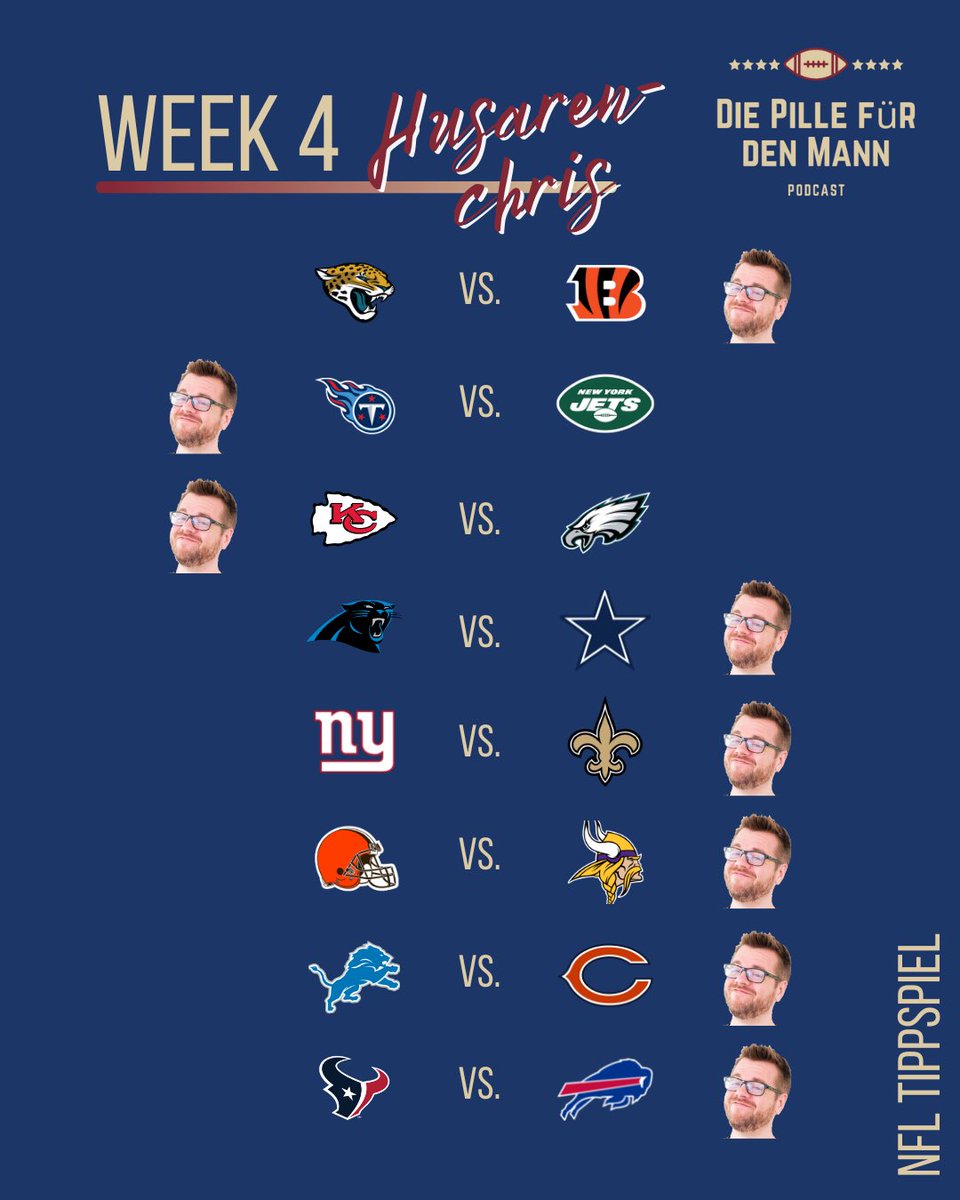 DiePilleFDM's tweet photo. 🏈 TIPPSPIEL SPECIAL 💊
—
Für NFL Week 4 haben wir für die morgige Folge einige „Gast-Tipper“ am Start, die aber alle zur Pillenarmy gehören.
-
Was sagt ihr zu den Tipps von @brosator ?🔥
-
@MikeLS91
@CSpengemann
-
#ranNFL #NFL #Tippspiel #DPFDM #Podcast #Football #PietSmiet https://t.co/SlqVg6yKnp