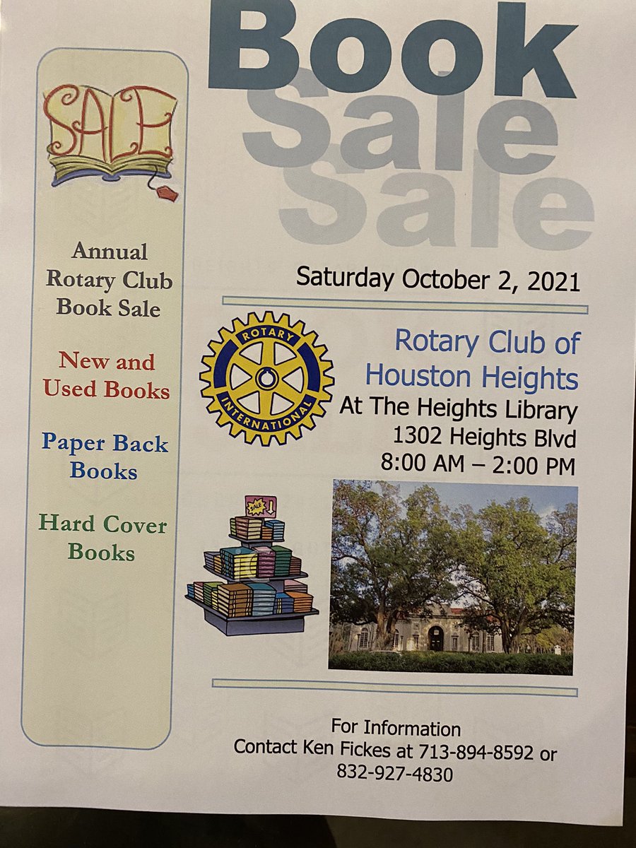 hs_heights's tweet photo. HHS Interactors are volunteering this morning with @HeightsRotary at the @houstonlibrary Heights location. Come out and buy some wonderfully priced books! https://t.co/IDhphwUBig