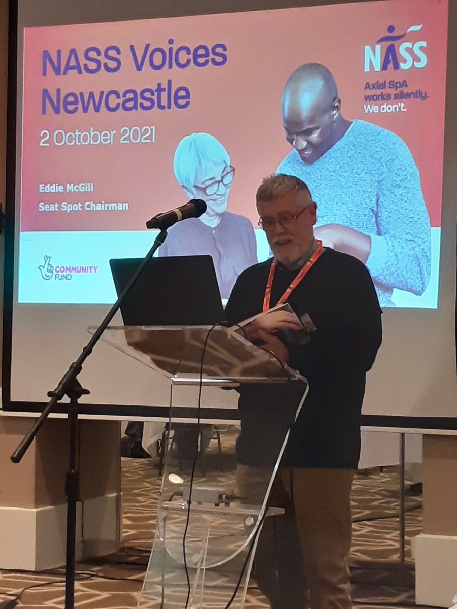 NASSexercise's tweet photo. #NASS member Eddie McGill is sharing his #SeatSpot campaign. He wants to solve the problem of lack of suitable seating in shops and public buildings for anyone in need by encouraging retailers to have seat spots https://t.co/ZqqmiE9x6s