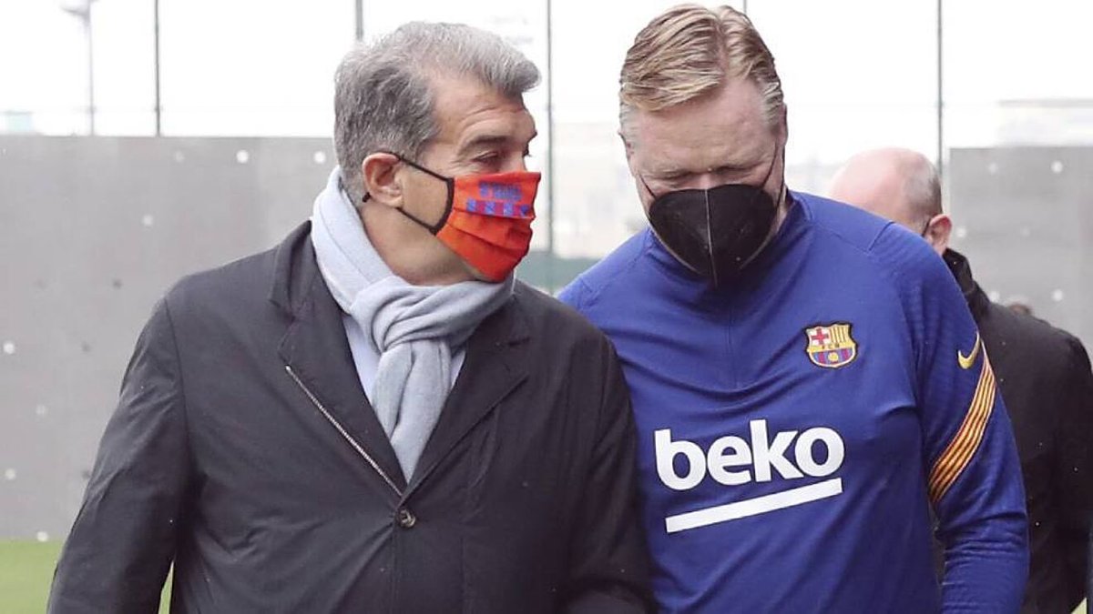 FabrizioRomano's tweet photo. Barcelona president Laporta: “Koeman will stay. He will continue to be the coach regardless of tonight game result. He deserves a margin of confidence, he’s Barcelona legend. I appreciate how he has accepted to coach the club in these difficult times”. 🚨 #FCB #Koeman https://t.co/mBwMy1SeLU