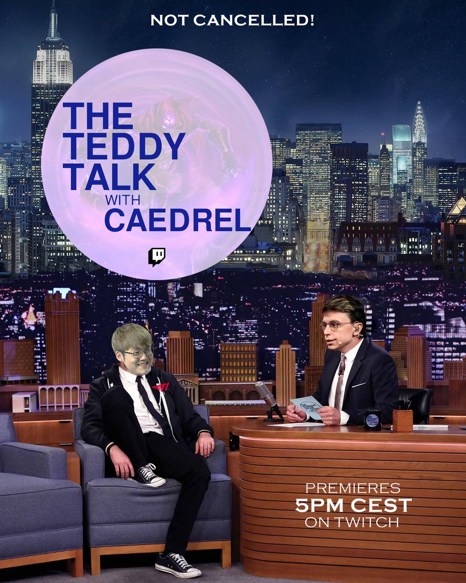 Caedrel's tweet image. TONIGHT at 5PM CEST ill be having a chat with @T1__Teddy on stream twitch.tv/caedrel

Shoutout to @JoeMar for making this happen