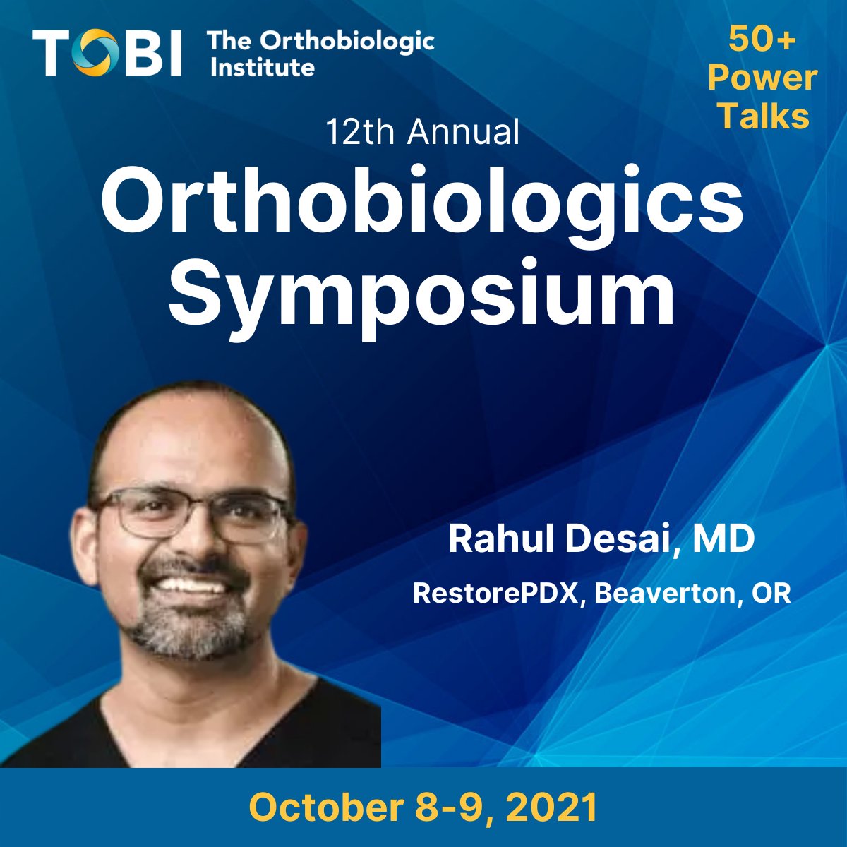 Live Post Pandemic Practice Growth Strategies: Leading Clinicians Trade Notes
Rahul Desai, MD, RestorePDX, Beaverton, OR
Register now at bit.ly/3wdyX8v
Use code TOBI50 for $50 off
#orthobiologics #orthopedics #sportsmedicine #healthcare #orthopaedic #orthopedicsurgery
