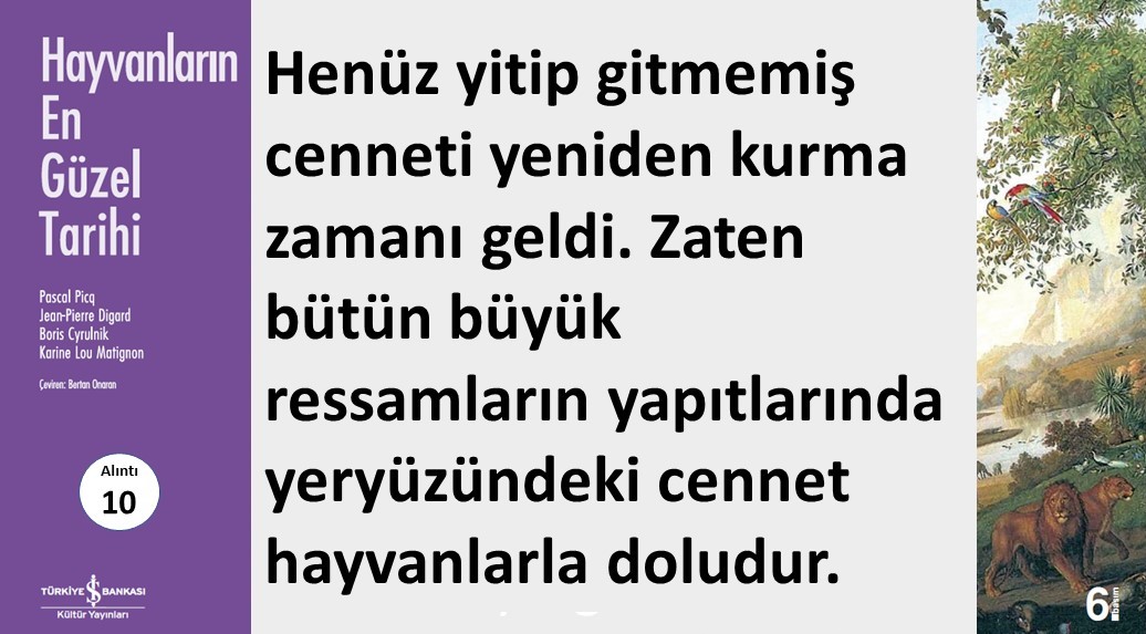 GlrBurhan's tweet photo. #Hayvanlar ın En Güzel #Tarih i
Ancak insan anlatabilir hayvanların en güzel tarihini. XXI. yüzyılın en büyük kazancı, alçakgönüllülük,başka bir deyişle büyüklük göstererek,insanın doğa içindeki yerini yeniden tanımlamak olacaktır.
#PascalPicq #KLMatignon #Kitap #Alıntı @iskultur https://t.co/T3UTF5rgAn