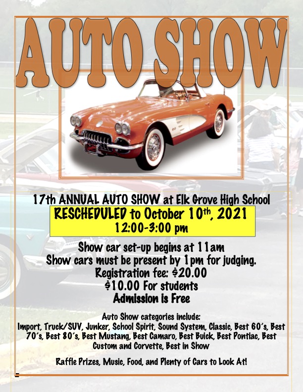 Due to tomorrow's forecasted inclement weather, we have rescheduled the 17th Annual Auto Show for next Sunday, October 10th. See you next Sunday!
