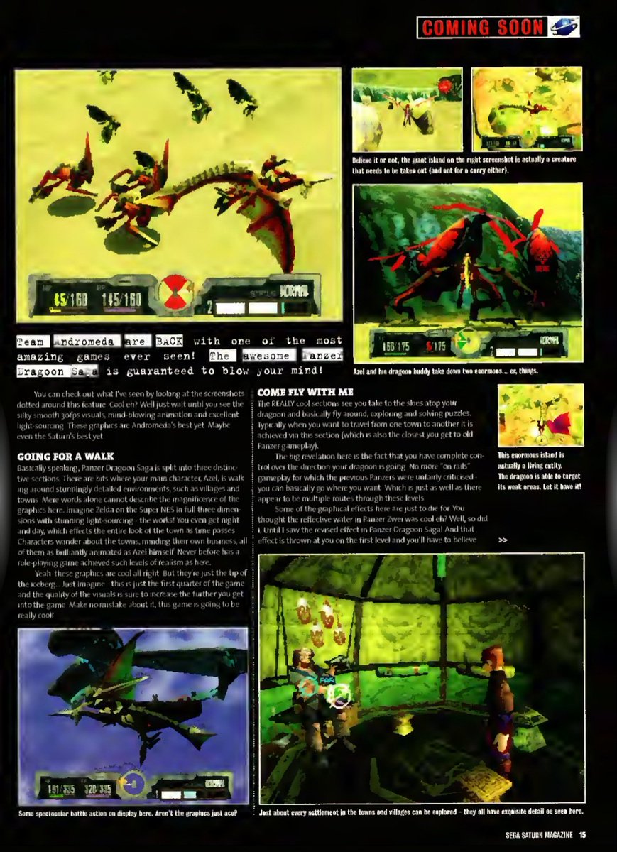 RagMagsRetro's tweet photo. It's #SEGASaturnday Take a look at this Panzer Dragoon Saga coming soon feature from Sega Saturn magazine October 1997

Check the below tweet for the rest of the feature ⬇️ 1/2

Publisher: EMAP
Scan Credit: Ginger-bojangles 
#retrogaming  #videogames #segasaturn #gamersunite https://t.co/idWR0BjXgO