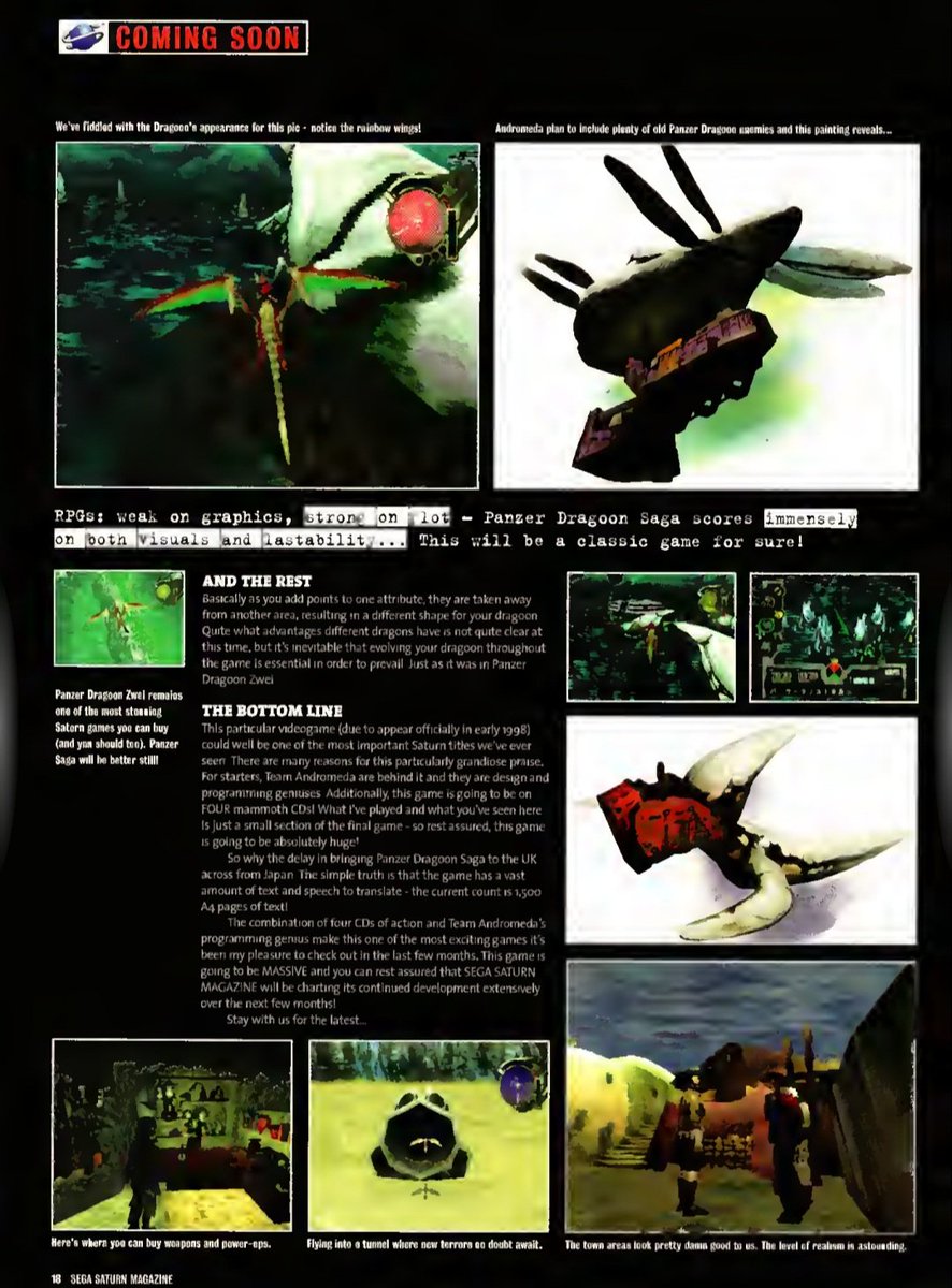 RagMagsRetro's tweet photo. It's #SEGASaturnday Take a look at this Panzer Dragoon Saga coming soon feature from Sega's Saturn Magazine 1997 issue2/2

Publisher: EMAP
Scan Credit: Ginger-bojangles 

#retrogaming #retromags #videogames #segagenesis #segasaturn #gamersunite https://t.co/oLI3bAN9UN