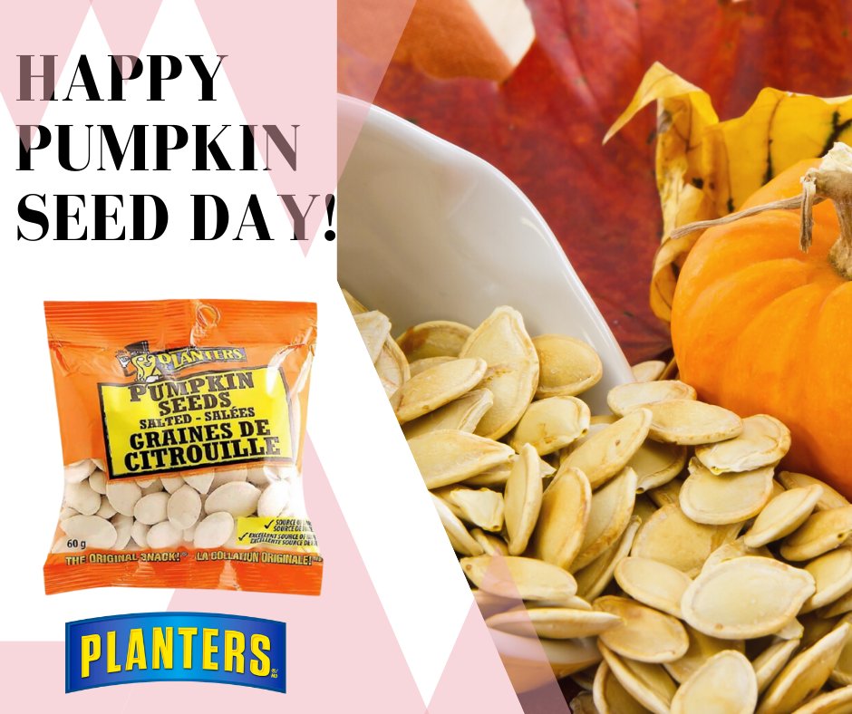planterscanada's tweet photo. Enjoy a pack of Planters Pumpkin Seeds this #NationalPumpkinSeedDay! Tag someone you know who loves pumpkin seeds.
#WednesdayInspirational #PlantersSeeds #PlantersCanada https://t.co/P0sKwMo65t