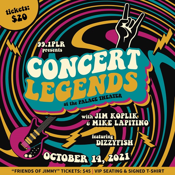 991PLRFM's tweet photo. 99.1 PLR presents #ConcertLegends hosted by Jimmy Koplik & @MLapitino Thursday October 14th at @waterburypalace. Featuring backstage stories, concert memories and a performance by #DizzyFish!
Listen all weekend for your chance to text to win tickets! https://t.co/J2IyFByCF1