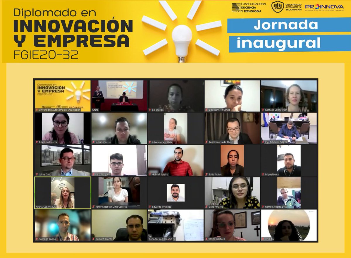UNAE_Enc's tweet photo. 💡 Se llevó a cabo la jornada inaugural del 𝗗𝗶𝗽𝗹𝗼𝗺𝗮𝗱𝗼 𝗲𝗻 𝗜𝗻𝗻𝗼𝘃𝗮𝗰𝗶ó𝗻 𝘆 𝗘𝗺𝗽𝗿𝗲𝘀𝗮 𝗙𝗚𝗜𝗘𝟮𝟬-𝟯𝟮 | Proyecto adjudicado y cofinanciado por el @conacytparaguay.
💻 Volvé a disfrutar de la transmisión por Facebook Live https://t.co/xqsEiH2C7w @NCzeraniuk https://t.co/AtjMR6BgLZ