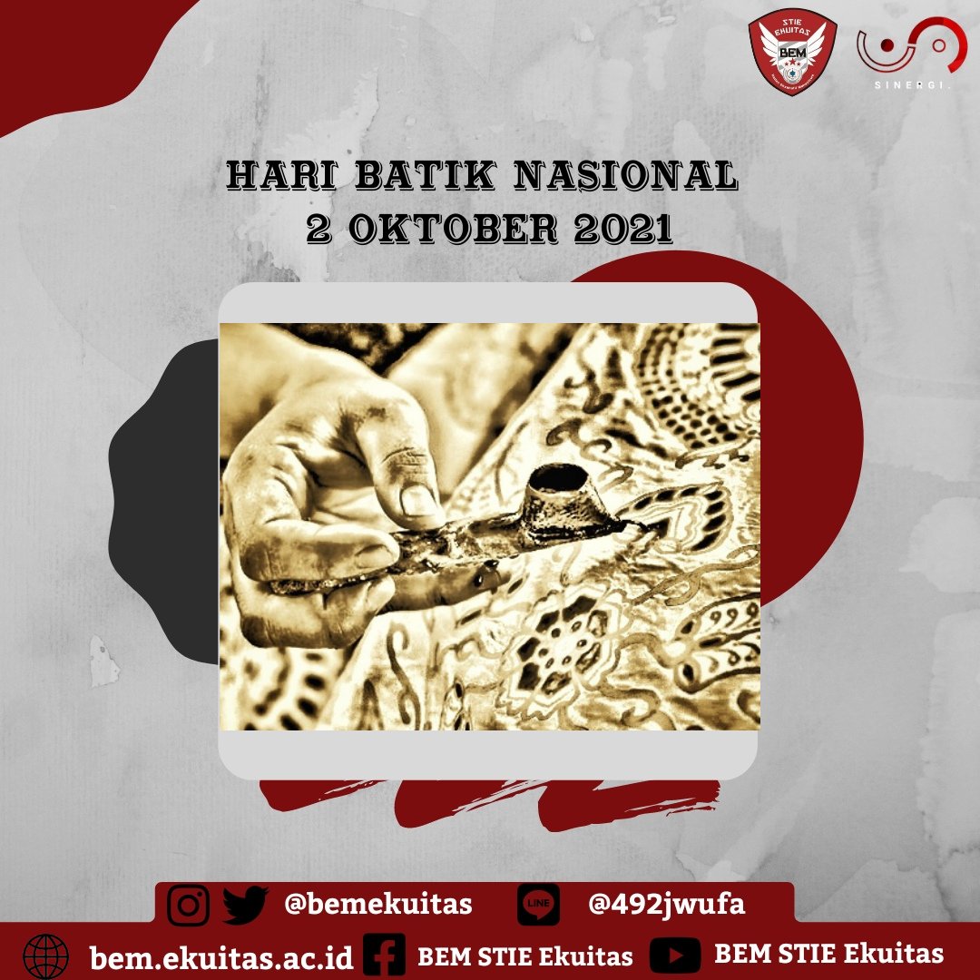 HARI BESAR] [HARI BATIK NASIONAL]

Selengkapnya. 
instagram.com/p/CUhtb5uFSJs/…

bem.ekuitas.ac.id
Instagram    : <a href="/bemekuitas/">BEM EKUITAS</a>
Line@           : @492jwufa
Twitter          : <a href="/bemekuitas/">BEM EKUITAS</a>
Youtube        : BEM STIE Ekuitas
Facebook     : BEM STIE Ekuitas