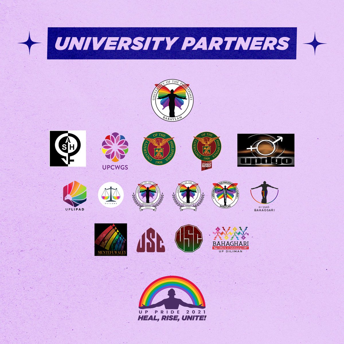 upprideofficial's tweet photo. UP Pride 2021 is the month-long LGBTQI-led systemwide Pride celebration of the UP System with the support of our University Partners:

UP Babaylan
UP Diliman
UP Babaylan-Clark Chapter
UP Babaylan-Baguio Chapter
UP Lipad
UP Mindanao Mentefuwaley
Bahagsari UP Manila
UPLB Babaylan https://t.co/WW65V0RNmj