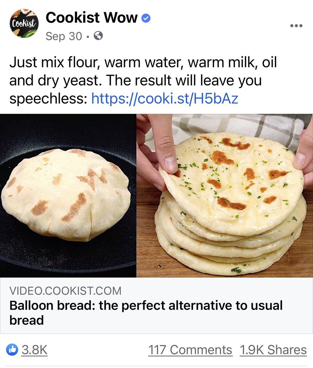 This Cookist Wow FB account needs to stop calling naans and puris “balloon bread.” 

fb.watch/8o3ujCRPlR/

video.cookist.com/video/an/YU2pW…