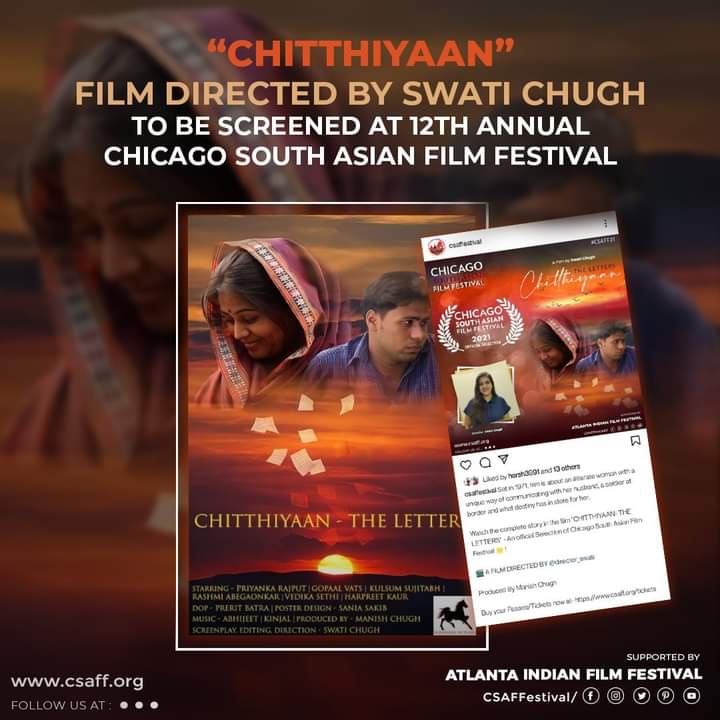 CSAFFestival's tweet photo. We are Excited to have the film "CHITTHIYAAN" screened at the 12th Annual Chicago South Asian Film Festival.
#csaff21 #chicagosouthasianfilmfestival #csaffestival #filmfestival #documentary #fiction #shortfilm #artfilm #filmmaker #buyfestivalticket https://t.co/ZHVV4Zminu