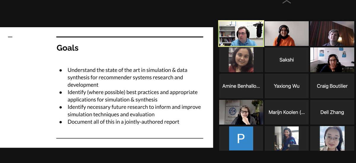 ManelSlokom's tweet photo. Virtual #SimuRec @ACMRecSys just started :) https://t.co/UajEQNbzwi
