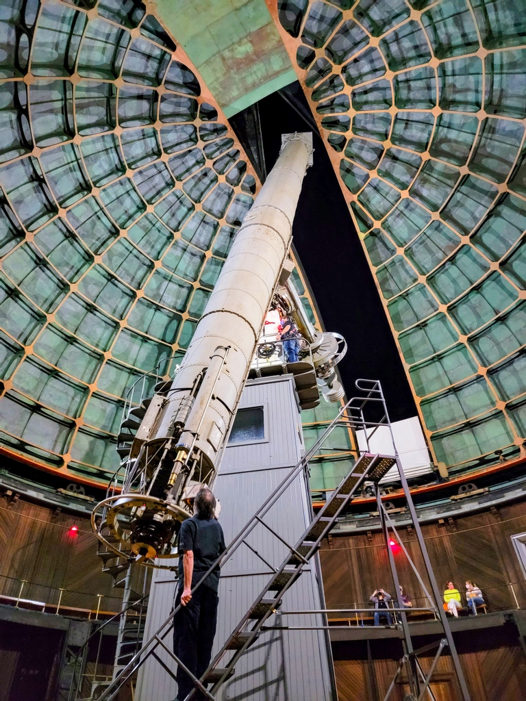 #Telescope dreams 😀⁠
⁠
People build some amazing things! This is the 36" refractor at Lick Observatory from my tour that I took. One of the workers is seen here setting it up for our viewing session before the lights were turned off. It was so impressive!⁠
⁠
#LickObservatory