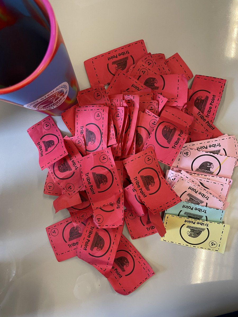 Mrs_Williams1st's tweet photo. New record alert!!!! 118 tribe tickets! And 55 admin points 🤩 this one’s going to be hard to beat! Thanks @lauracasey3 for all that PINK #tadewi #RedHawkNation #sixtribesONEnation #PBIS @ClarkCreekSTEM https://t.co/6vSZTM358P