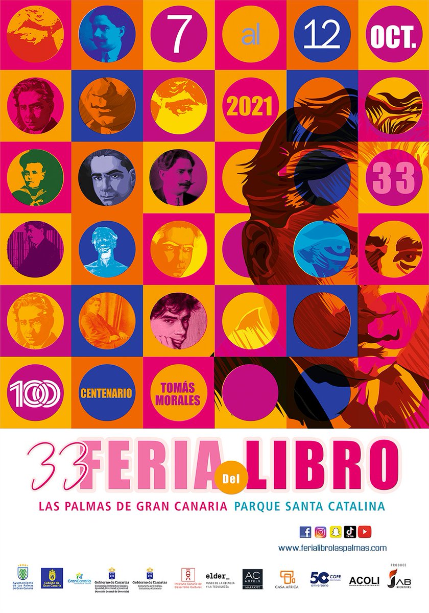 FeriaLibrolpa's tweet photo. Del 7 al 12 llega la Feria del Libro al  Parque de Santa Catalina y Museo Elder con más de 170 presentaciones e inaugurada por Christian Gálvez.

Esta 33 edición estará dedicada a la figura de Tomás Morales.

#33FeriadelLibrodeLPGC #FeriadelLibrodeLPGC #LPGC #TomásMorales https://t.co/xovE1LnFDA