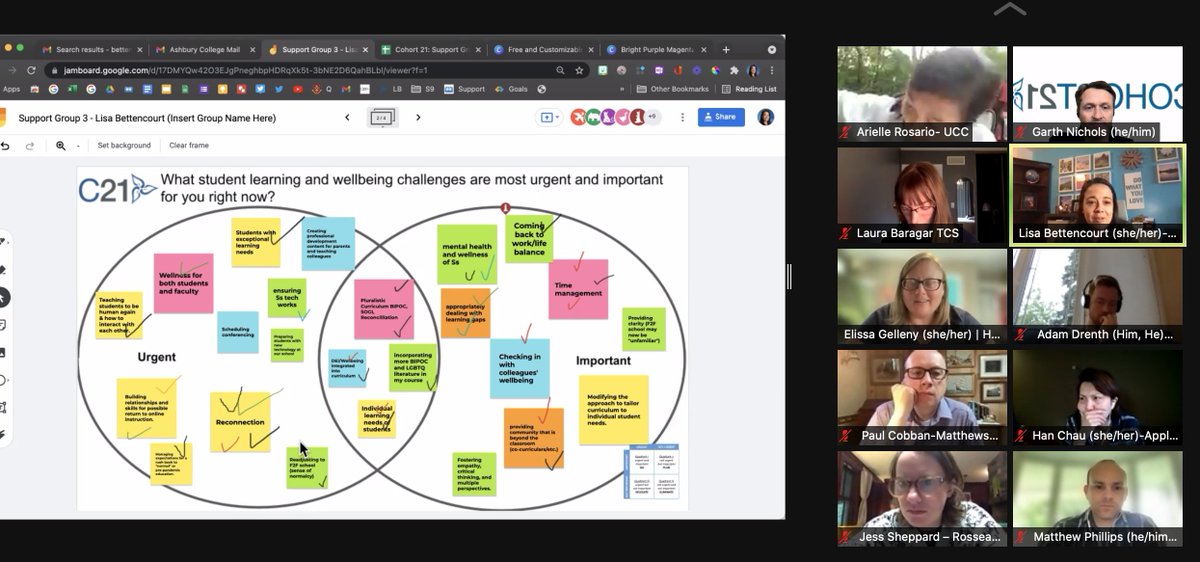 Incredible conversations in our #Cohort21 breakout groups addressing "What is urgent &amp; Important" about our students experiences.

Thanks to our amazing facilitators <a href="/MsNicoleBlair/">Nicole Blair</a> <a href="/vogtteaching/">Graham Vogt (he, him)</a> <a href="/DerekDoucet1/">Derek Doucet</a> <a href="/MrCaplan/">Adam Caplan</a> <a href="/L_Bettencourt7/">𝙈𝙨.𝘽𝙚𝙩𝙩𝙚𝙣𝙘𝙤𝙪𝙧𝙩, 𝙊𝘾𝙏</a> <a href="/trayc4teach/">𝕋𝕣𝕒𝕔𝕪 𝔽𝕒𝕦𝕔𝕙𝕖𝕣 (she/her)</a> <a href="/Bjeblack/">Mr. Brandon Black</a> for stewarding!