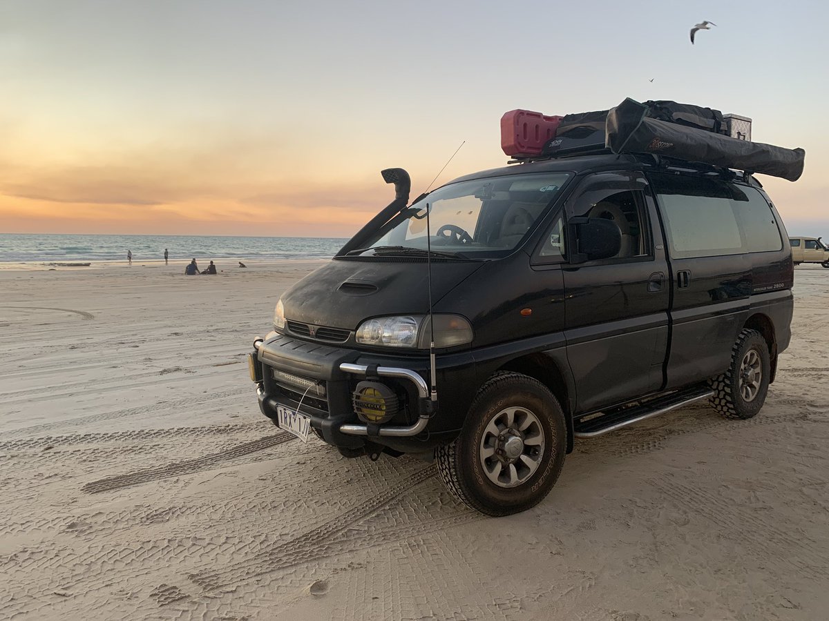 Beach porn but just look at that #sunset. Our little home fits right in.

#cablebeach
#tinyvanlife #vanlife #delicadays #mitsubishidelica #visitwesternsustralia #anotherdayinwa #adventure #lapofaustralia #gaplife