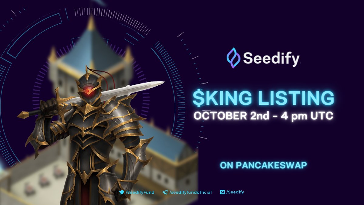 Today is the day of the $KING!👑

Cryptoblades Kingdoms token will be listed today at 4 pm UTC on <a href="/PancakeSwap/">PancakeSwap</a>. Set your alarm and don't miss it!⏰⚔️

 ❗The contract address will be shared on our official channels. Be aware of scams!
