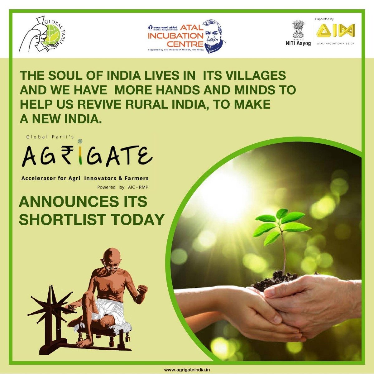agrigateindia's tweet photo. Happy to announce the shortlisted startups for #AGRIgate Accelerator Programme with whom @GlobalParli  &amp; @AicRmp team will interact further for due diligence, expectation setting/alignment &amp; final selection process. 

#Farmers #India

Learn more: https://t.co/DTdSILhsNz
(1/5) https://t.co/LXwsH1CqtM