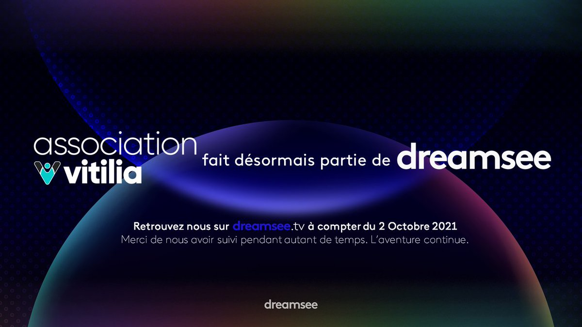 GroupVitilia's tweet photo. Ce n'est qu'un au revoir.
Vitilia fait désormais partie de @DreamseeTV.
Retrouvez les programmes de VOTRE nouvelle chaine. Dès aujourd'hui, 17:00 sur https://t.co/6xpM2ut9Fa https://t.co/GmoLCSSimW