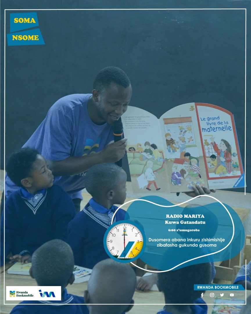 RWBookmobile's tweet photo. Umwanya mwiza ku bana, mukanya 6:00 zโumugoroba tuganire tubasomere ibitabo kuri @radiomariarwand ntimucikwe.
@imbankrw
#somansome #rwandabookmobile #abana #gusoma #ibitabo https://t.co/Zno1xscTVx