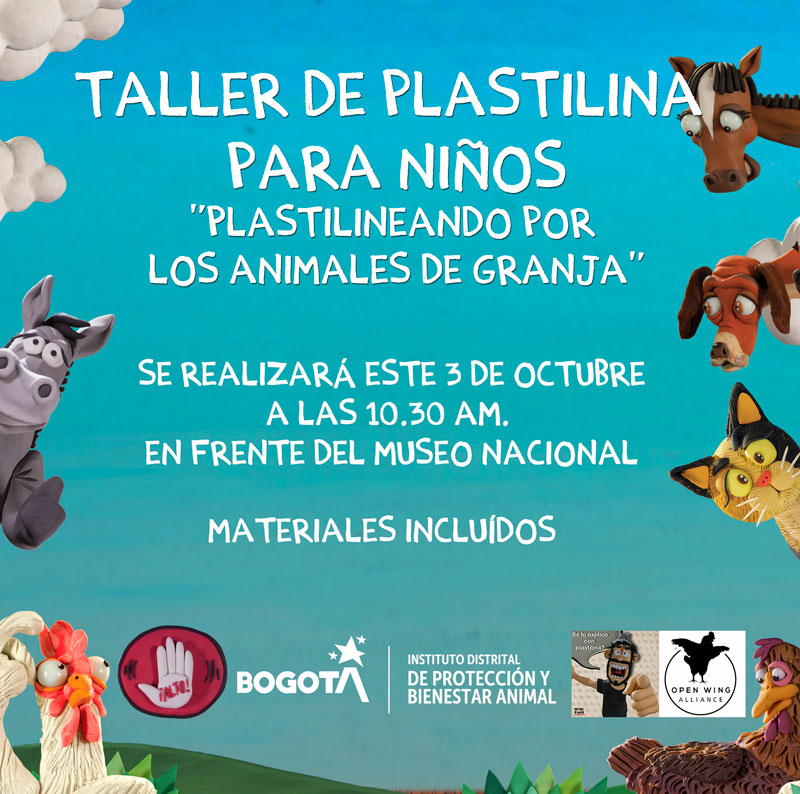 Taller de Plastilina para Niños: "Plastineando por los Animales de Granja" 🐷🐮🐓<a href="/altereddie/">¿Se lo explico con plastilina?</a>.
⏰Domingo 3 de Octubre, 10:30am. 
🏛️Frente al Museo Nacional. Inauguración de la IX Semana de Protección y Bienestar Animal de Bogotá.