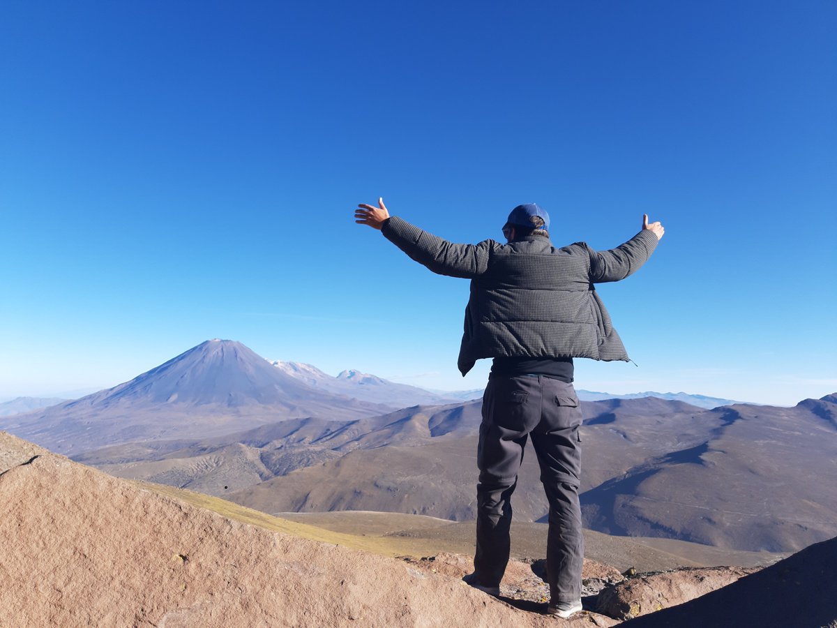 The euphoric feeling of a #geographyteacher nearing the 5000+ meter summit of Picchu Picchu #volcano in #Arequipa . Then witnessing Misti Volcano's magical cone shape & Chachani's snow capped peaks under #Peru's blue skies. #worldgeography #photooftheday #SocialDistancing