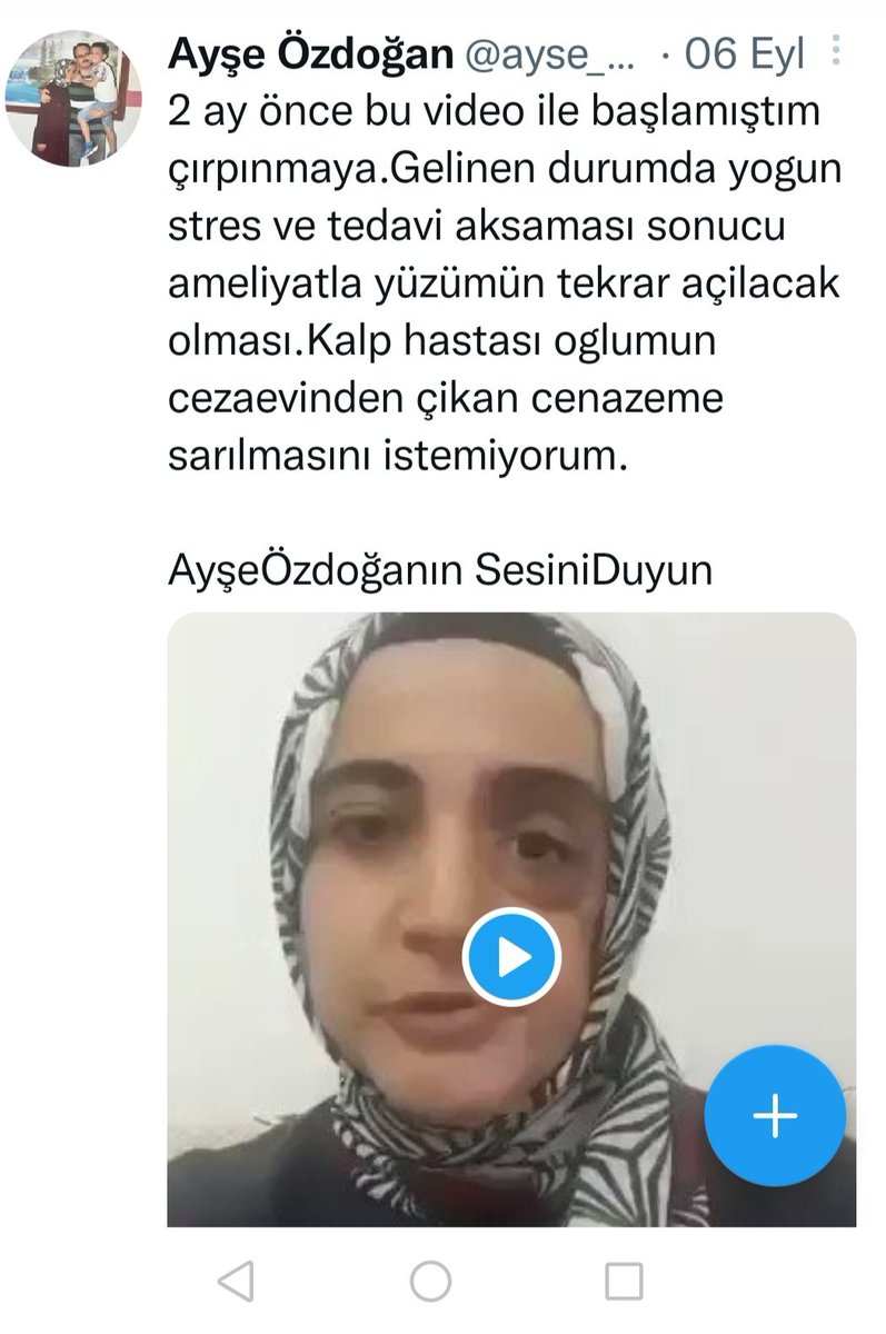 "kalp hastası oğlumun cezaevinden çıkan cenazeme sarılmasını istemiyorum"
😔😔😥😥
#AyşeÖzdoğanTutuklanmasın
