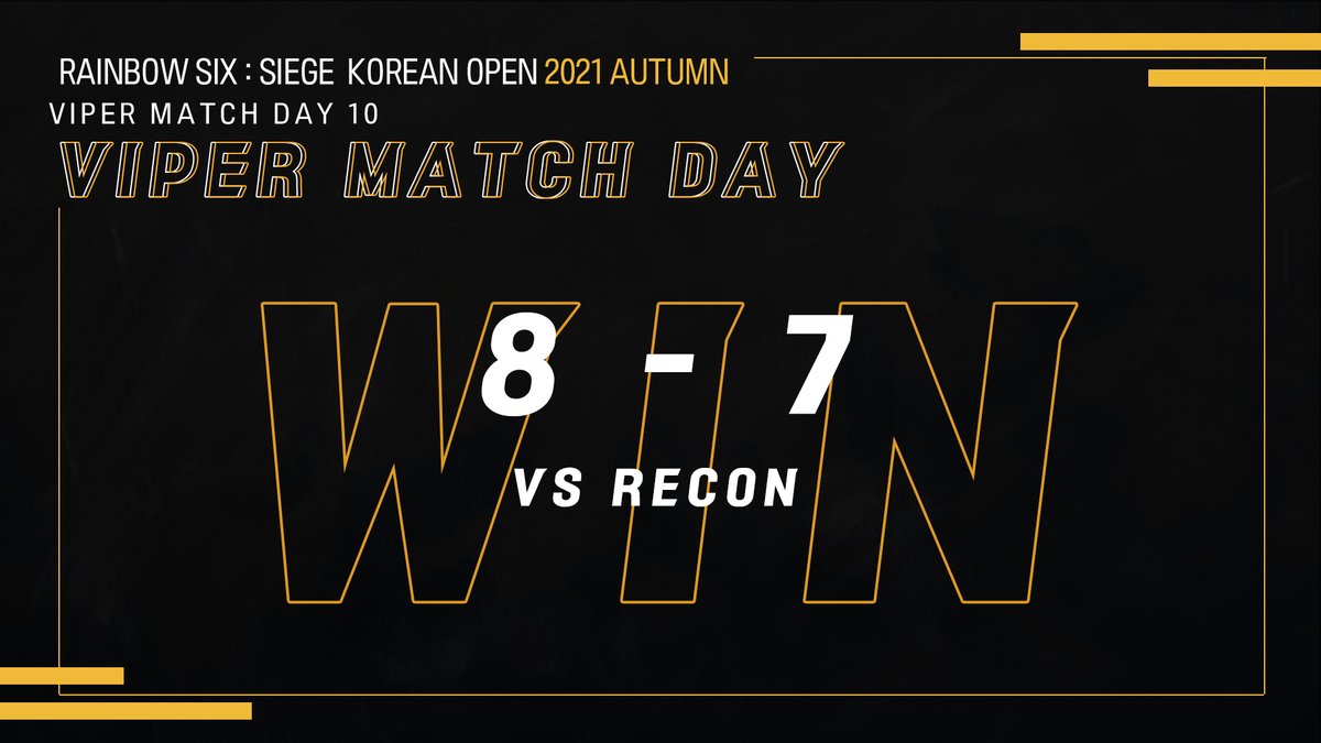 TeamViper_R6's tweet photo. [Korean Open 2021 Autumn Day 10]

@RECON_KR 과 별장에서 리벤지 매치! 시원~한 에이스 클러치와 함께 역전승까지 팀을 이끈 @KimJun_R6s 의 활약으로 8-7 승리를 가져왔습니다. GG!

@rainbow6kr https://t.co/TmEMNZHv21