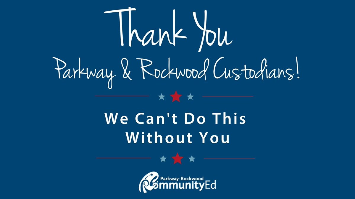 On this National Custodian Day, we say THANK YOU to the many Parkway &amp; Rockwood custodians who support our programs all year long. We're so appreciative &amp; thankful for you! #thanks #yourethebest #weappreciateyou