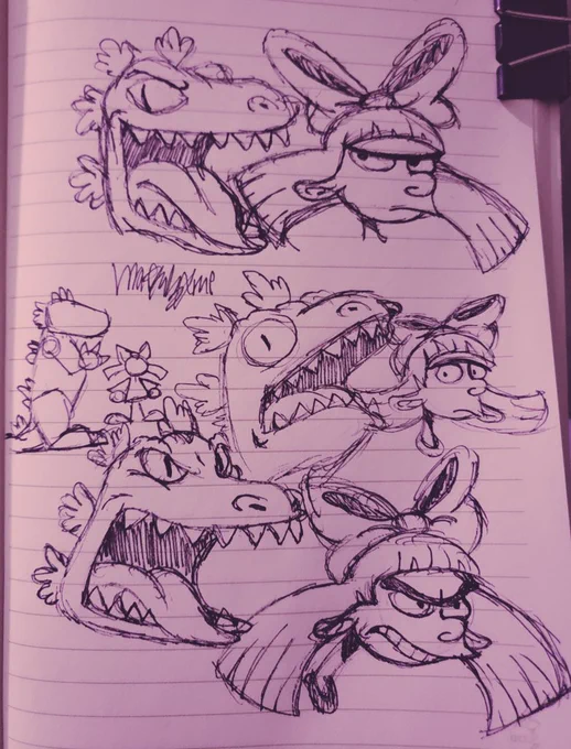 Reptar &amp; Helga doodles I made last night

Planning to play them in Nick Brawl 