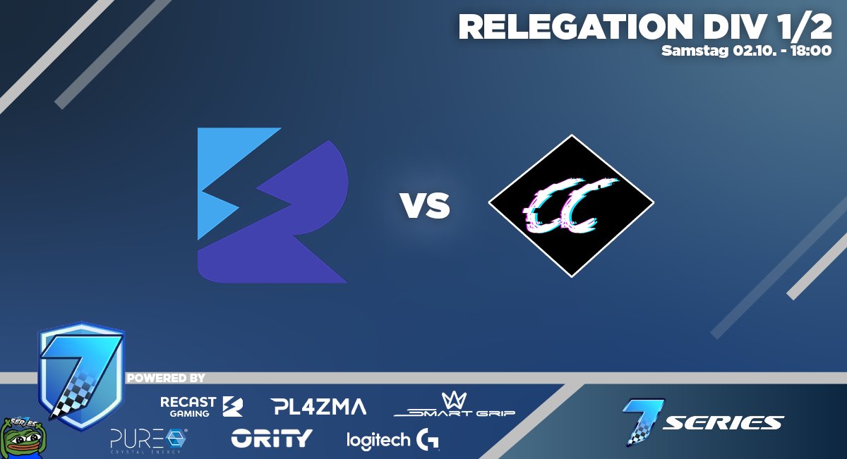 RELEGATION 1/2 ⚡️

Geht <a href="/CrnchyCookiesRL/">Crunchy Cookies</a> knackig durch jeden Gegner durch oder kann sich <a href="/gaming_recast/">Recast Gaming</a> heute gegen den ersten Konkurrenten um die Div 1 behaupten? 🏁

Findet es heraus um 18 Uhr! 🕵️‍♀️

🎙️ <a href="/ItsGrimmi/">moritzgrimm_music</a> &amp; <a href="/TheOneWhoBarcs/">justBarcley | Gabriel</a> 
🎬 <a href="/PaterCamillo/">PaterCamillo</a> 
📺 twitch.tv/7seriesrl