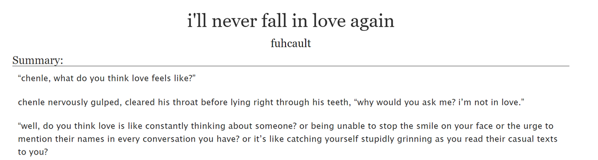 chenmarklibrary's tweet image. i'll never fall in love again by fuhcault - NCT (Band) archiveofourown.org/works/32097901 출처 @ao3org